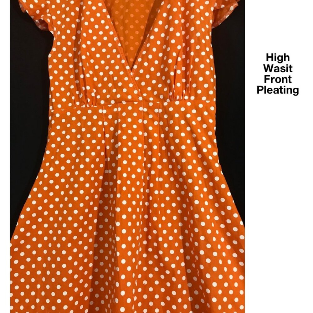 Indie Parisian Designer, Luna Bosoca Polkadot Dress in Fanta Oran - Picture 3 of 4